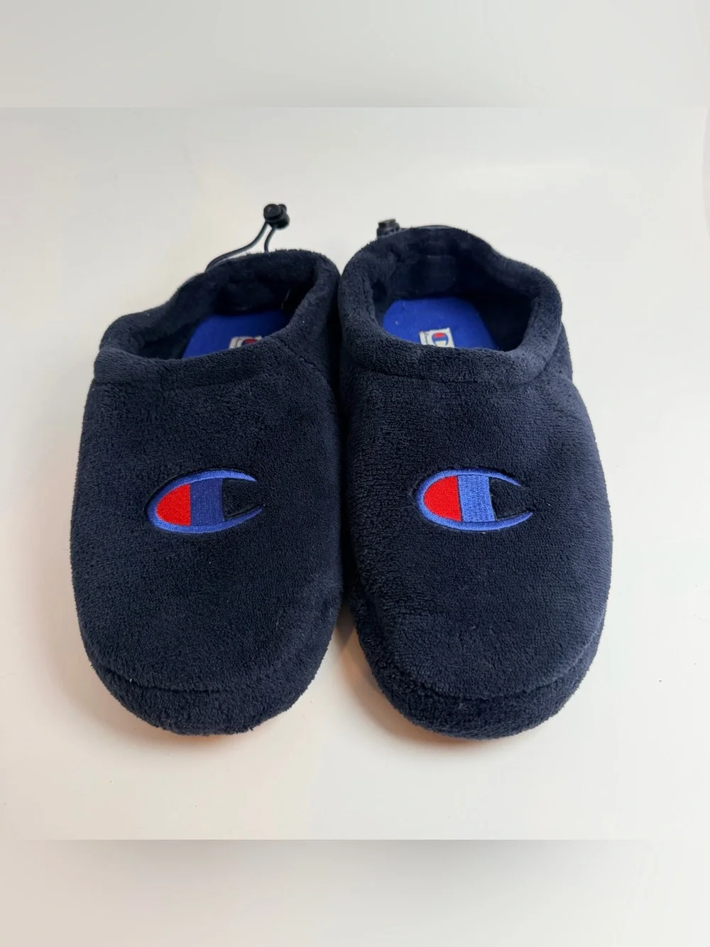 Champion Navy Blue Fleece Slip-On Loafers with Red Accent